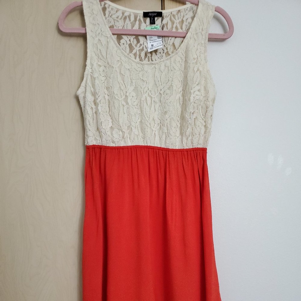 Papaya - Lace back high low dress